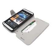 One M7 ile Uyumlu Yan Model Kapaklı Deri Kılıf Beyaz - 1