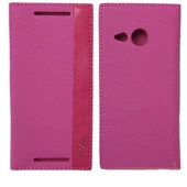 One M8 Mini ile Uyumlu Magnum Serisi Yan Model Kapaklı Kılıf Pembe thumbnail 1