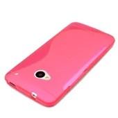 One M7 ile Uyumlu Desenli Silikon Kılıf Pembe - 1