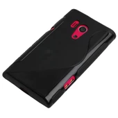 Xperia Acro ile Uyumlu S Desenli Şeffaf Silikon Kılıf Siyah Renk - 1