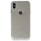 iPhone X ile Uyumlu Shining Simli Silikon Kılıf Gümüş - 1