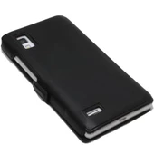 Optimus L9 ile Uyumlu Kaliteli Yan Kapaklı Deri Kılıf Siyah thumbnail 2