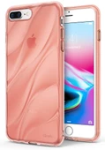 Ringke Flow iPhone 7/8 Plus ile Uyumlu KIlıf Rose Gold 3D Dalga Efekti Hafif Esnek Renkli Transparan - 1