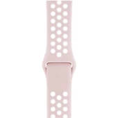 Apple Watch ile Uyumlu 42-44mm Silikon Kayış Pembe/Beyaz - 1