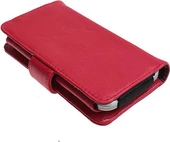 Xperia T LT30p ile Uyumlu Yan Kapaklı Cüzdanlı Kart Bölmeli Deri Kılıf Kırmızı Renk - 4