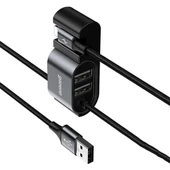 Baseus CALHZ-01 iPhone ile Uyumlu USB Kablo + Araba Arka Koltuk Çift USB Çoğaltıcı Siyah - 1