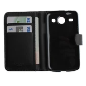 Galaxy Core i8260 ile Uyumlu Yan Kapaklı Deri Kılıf Siyah thumbnail 2