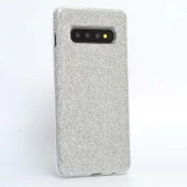Galaxy S10 Plus ile Uyumlu Shining Simli Silikon Kılıf Gümüş - 1