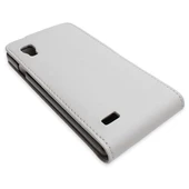 Optimus L9 ile Uyumlu Kapaklı Deri Kılıf Beyaz - 2