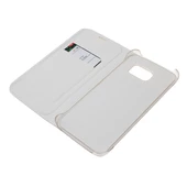 Galaxy S6 Edge ile Uyumlu Flip Wallet (Suni Deri) Beyaz - 4