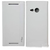 One M8 Mini ile Uyumlu Magnum Serisi Yan Model Kapaklı Kılıf Beyaz thumbnail 1