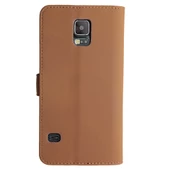Galaxy S5 G900 ile Uyumlu Classic Walled Kapaklı Kılıf Açık Kahverengi - 2