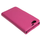 Xperia Z1 Compact ile Uyumlu Kılıf Yan Model Kartlıklı Cüzdanlı Pembe - 1