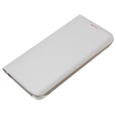 Galaxy S6 Edge ile Uyumlu Flip Wallet (Suni Deri) Beyaz - 2