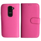 G2 Mini ile Uyumlu Yan Model Kartlıklı Deri Kılıf Pembe Renk thumbnail 2