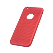 iPhone 6Plus/6SPlus ile Uyumlu Rubber Delikli Silikon Kılıf Kırmızı - 1