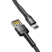 Baseus Cafule 2.4A Lightning 1M Şarj Kablosu CALKLF-GG1 Siyah/Gri - 2
