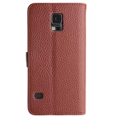 Galaxy S5 G900 ile Uyumlu Textured Walled Kapaklı Kılıf Kahverengi - 2