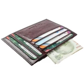 Deri Kartlık Desenli Cüzdan Kahverengi - 2