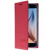 Galaxy S6 ile Uyumlu Kılıf Kapaklı Safir Serisi Kırmızı - 1