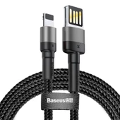 Baseus Cafule 2.4A Lightning 1M Şarj Kablosu CALKLF-GG1 Siyah/Gri - 1