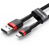 Baseus Lightning 1 Metre Kevlar Kablo Siyah-Kırmızı - 1