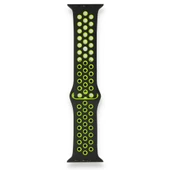 Apple Watch ile Uyumlu 38-40mm Silikon Kayış Siyah/Yeşil - 1
