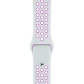 Apple Watch ile Uyumlu 42-44mm Silikon Kayış Beyaz/Pembe - 1