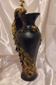 Tavuskuşu Vazo El İşi Siyah Gold thumbnail 2