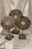 Marble Dekoratif Traverten Zerafet Stone Halka Mermet Taş Biblo 3 Lü Ayaklı Göz - 4