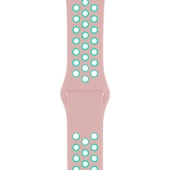 Apple Watch ile Uyumlu 42-44mm Silikon Kayış Pembe/Yeşil - 1
