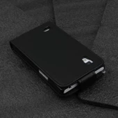 Optimus L9 ile Uyumlu Kapaklı Deri Kılıf Siyah - 1