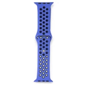 Apple Watch ile Uyumlu 42-44mm Silikon Kayış Mavi/Siyah - 1