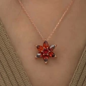 MuI MuI Gümüş Rose Kırmızı Çiçek Kolye - 2