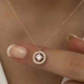 MuI MuI Gümüş Rose Minimal Yuvarlak Tektaş Bayan Kolye - 5