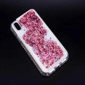 iPhone X / İPhone XS Kılıf Zore Sıralı Taşlı Sıvılı Silikon Kılıf thumbnail 4