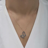 MuI MuI Gümüş Rose Turkuaz Taşlı Kelebek Kadın Kolye - 2