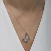 MuI MuI Gümüş Rose Turkuaz Taşlı Kelebek Kadın Kolye - 5