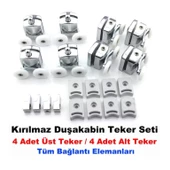 Kırılmaz Duşakabin Tekeri Krom Çift Teker Duşakabin Rulmanı Eksiksiz Tam Set thumbnail 6