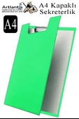 Sekreterlik Kapaklı A4 1 Adet Renkli A4 Kapaklı Sekreterlik Klipsli Metal Mekanizmalı 80 Yaprak Kapasiteli Ofis Büro - 1
