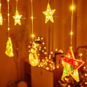 VIP DELUXE 3 METRE YILDIZLI NOEL SALKIM LED IŞIK LED ÇAM AĞACI KAR TANESİ ÇORAP AY YILDIZ FİRGÜRLÜ - 2