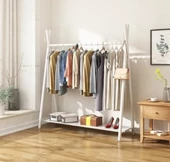 Metal Beyaz Konfeksiyon Askısı Ayaklı Askılık Elbise Askılığı 150*165 cm 6018-NRM - 3