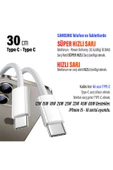 Kısa 30cm TYPE C Şarj Kablosu 60W HIZLI Type-C Girişli Samsung Telefon Uyumlu Type C to Type C - 2