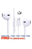 Samsung Z Flip -  Z Flip3 - Z Flip4 - Z Flip5 - Z Flip6 Uyumlu Type-C Mikrofonlu Kulaklık Beyaz - 1