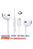 Type-C Mikrofonlu Kulaklık Samsung S23 - S23 fe - S23 Ultra - S23+ Plus Uyumlu Beyaz thumbnail 1