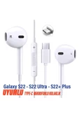 Samsung S22 - S22 Ultra - S22+ Plus Uyumlu Type-C Mikrofonlu Kulaklık Beyaz - 1