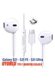 Samsung  S21 - S21 FE - S21 Ultra Uyumlu Type-C Mikrofonlu Kulaklık Beyaz thumbnail 1