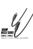 100W Type C to Type C Hızlı Şarj Kablosu 120cm Led Göstergeli 120cm 100W HIZLI thumbnail 1