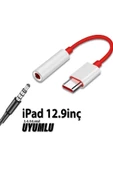 iPad 12.9inç 3. 4. 5. 6. nesil Uyumlu Kulaklık Dönüştürücüsü Type-C Çevirici Aparat - 1