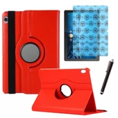 Lenovo Tab M10 TB X505F Uyumlu Kılıf Ekran Koruyucu Ve Kalem Set Kırmızı thumbnail 1